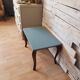 Table basse art déco bois brut et bleu zingueur