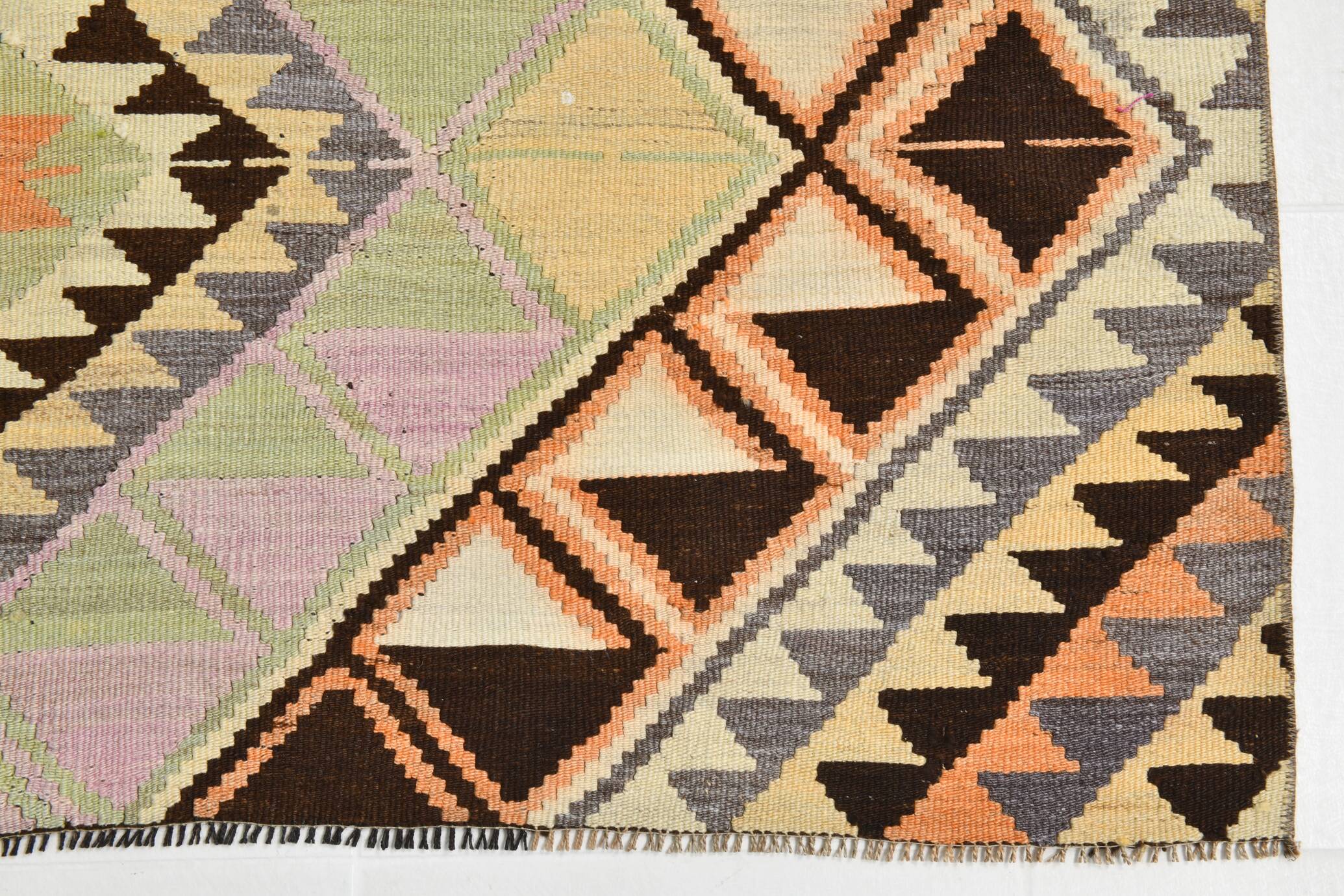 Yellow & Brown Turkish Kilim Rug, 172x284Cm