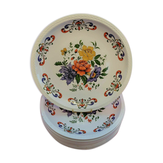 Service 9 flat plates Moulin des Loups Orchies multicolored Derby model