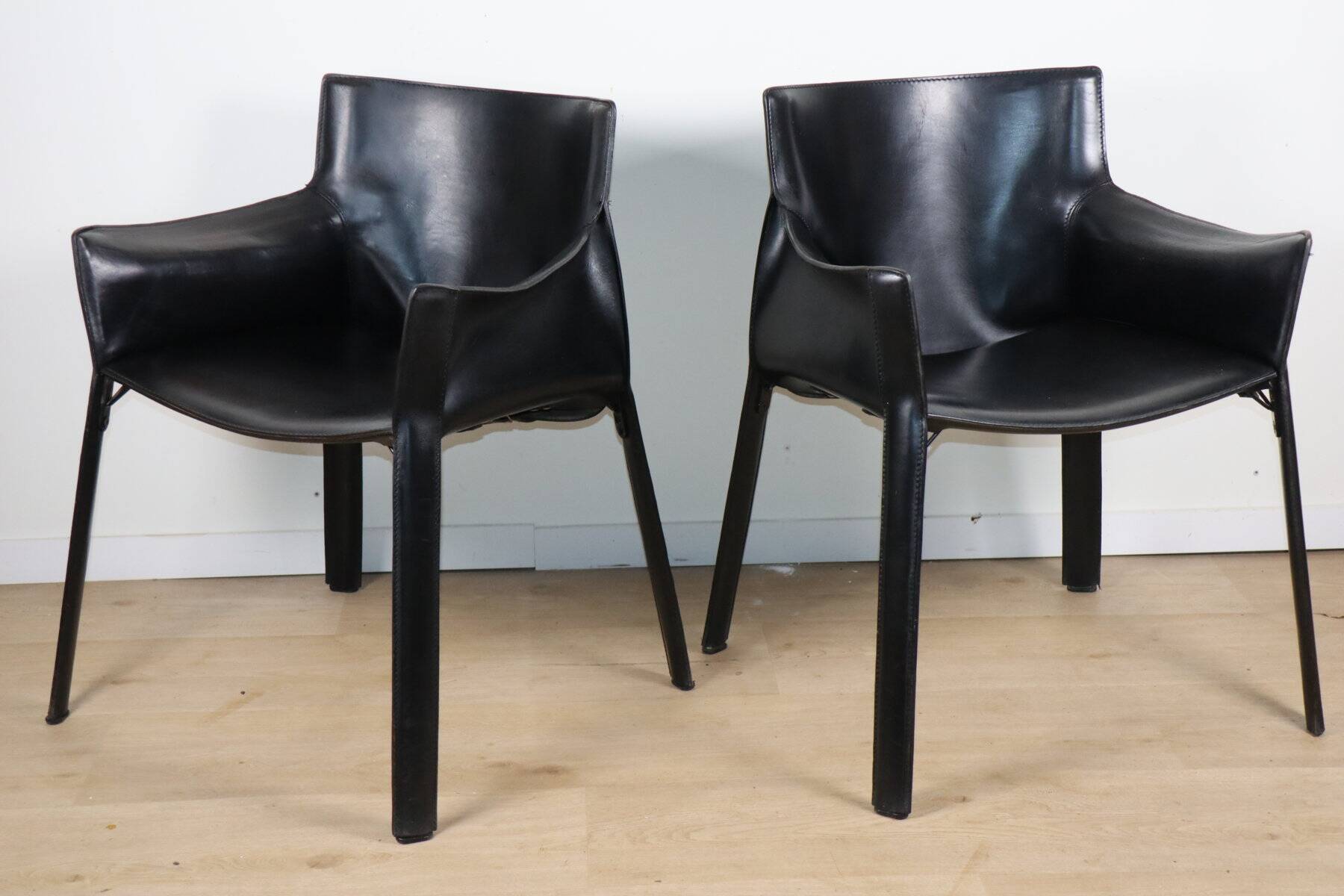 Fauteuil vintage en cuir noir - Années 80