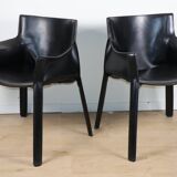 Fauteuil vintage en cuir noir - Années 80