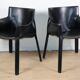 Vintage black leather armchair - 1980s