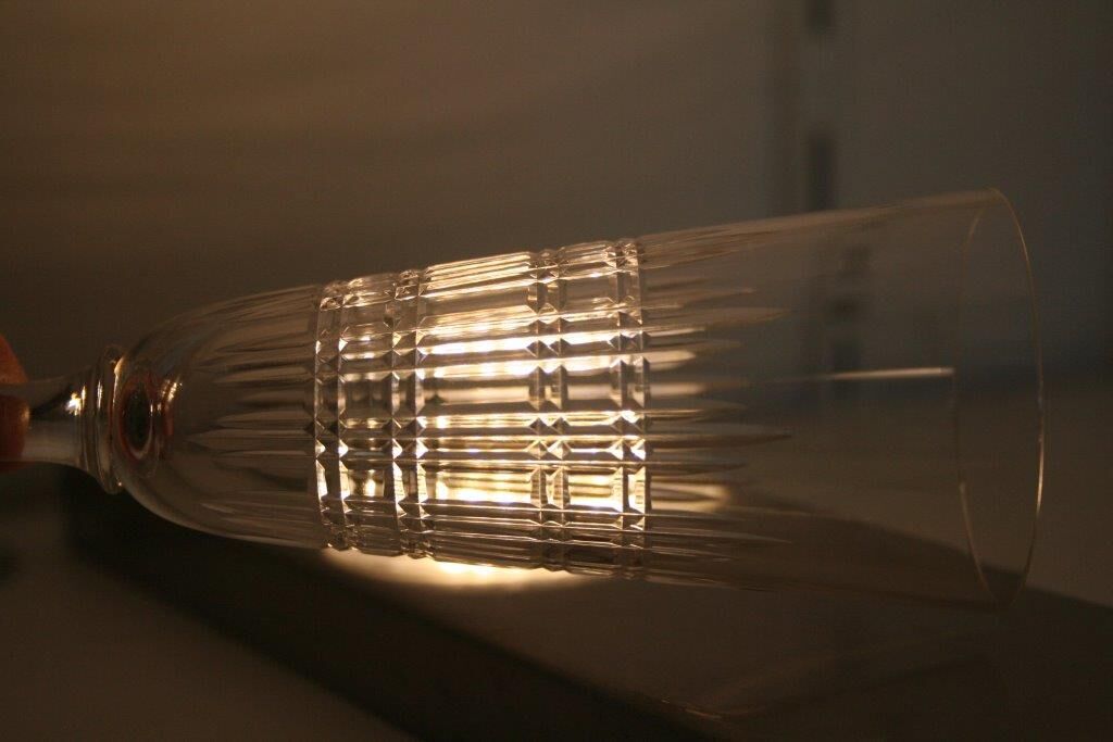 4 flutes carved Crystal Baccarat