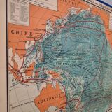 Large vintage school wall map – Pacific Ocean