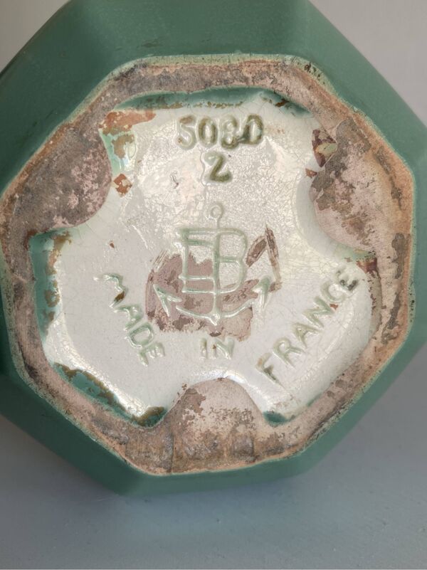 Vase Art Déco – Faïencerie De Bruyn – France – Glaçure coulée - 19cm