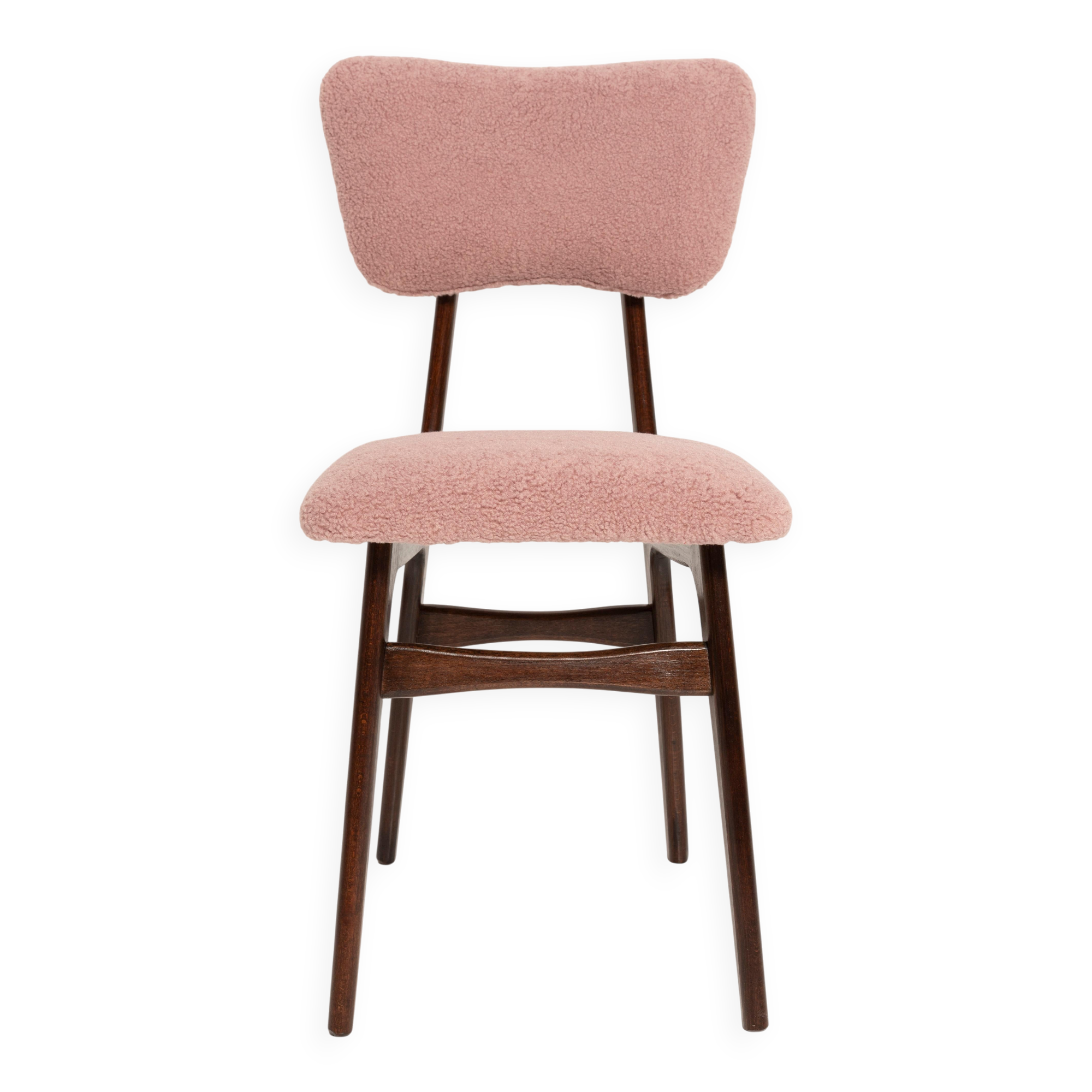 "Butterfly" dining chair in pink boucle, Europe, 1960s
