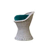 Vintage woven wicker stool 1950