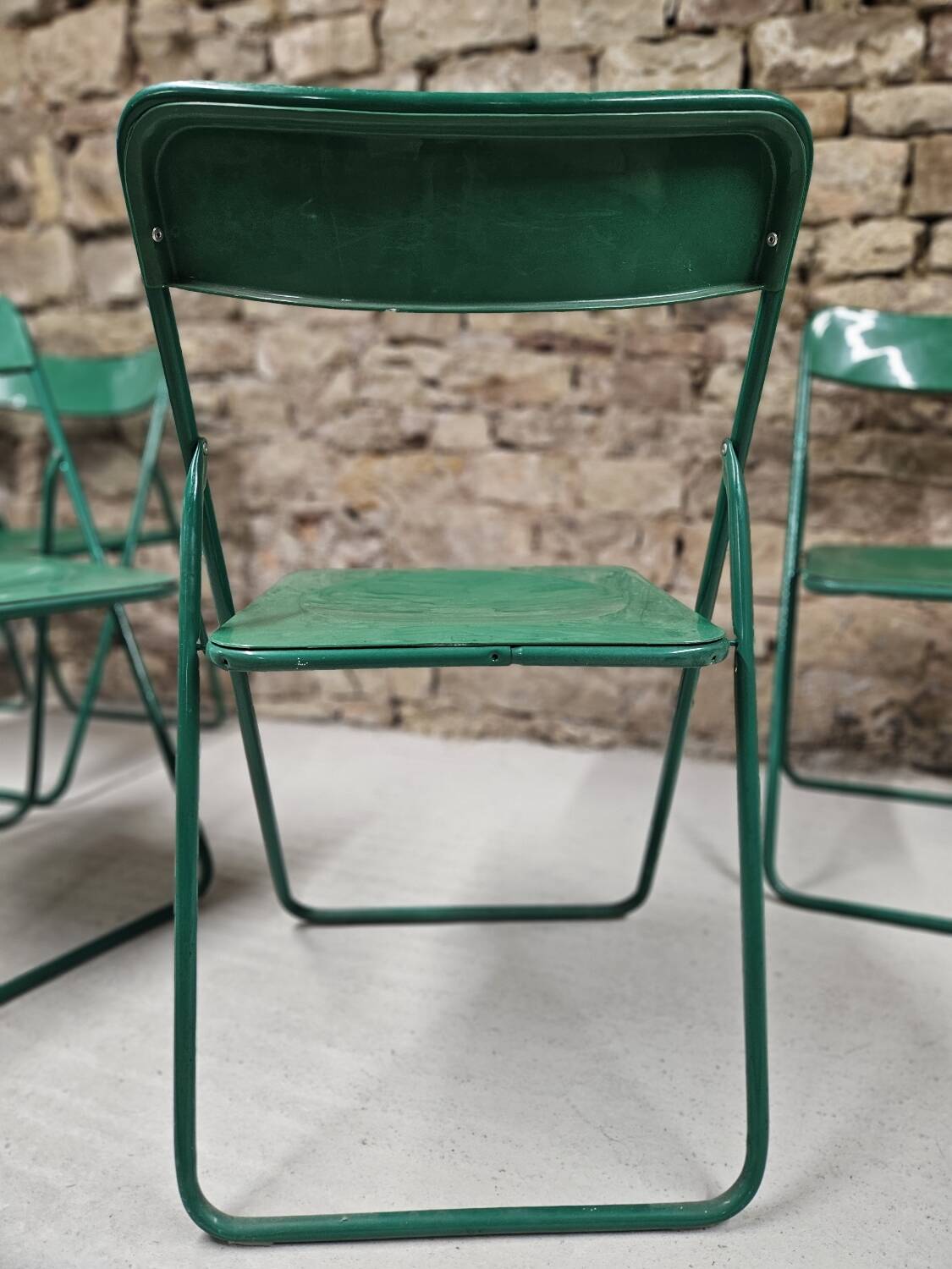 Lot de 6 chaises verte de terrasse pliables