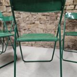 Set of 6 green folding patio chairs