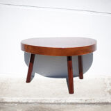 Wood coffee table, tripod table, thick wood table, living room table, brutalist, design, furniture