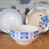 Salad bowl decorated stylized flowers "Saint Aubin" Digoin Sarreguemines