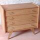 Commode vintage rénovée pieds compas bois clair doré 1950 - 1960