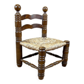 Wood & straw fireplace chair mountain chalet country cottage no dudouyt 60's