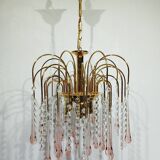Murano chandelier with pink tassels with 3 lights