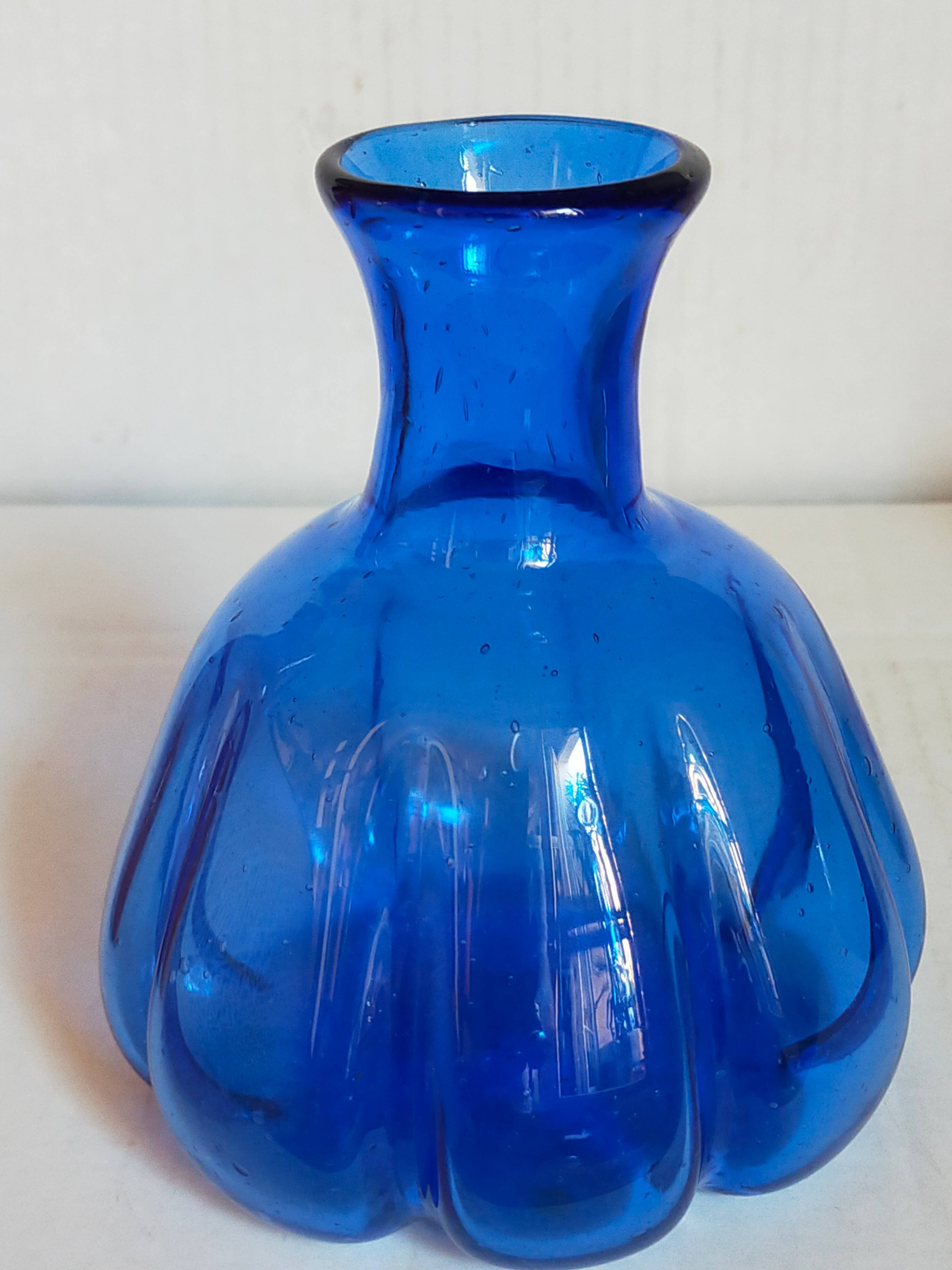 Trio of vintage blown glass soliflore vases