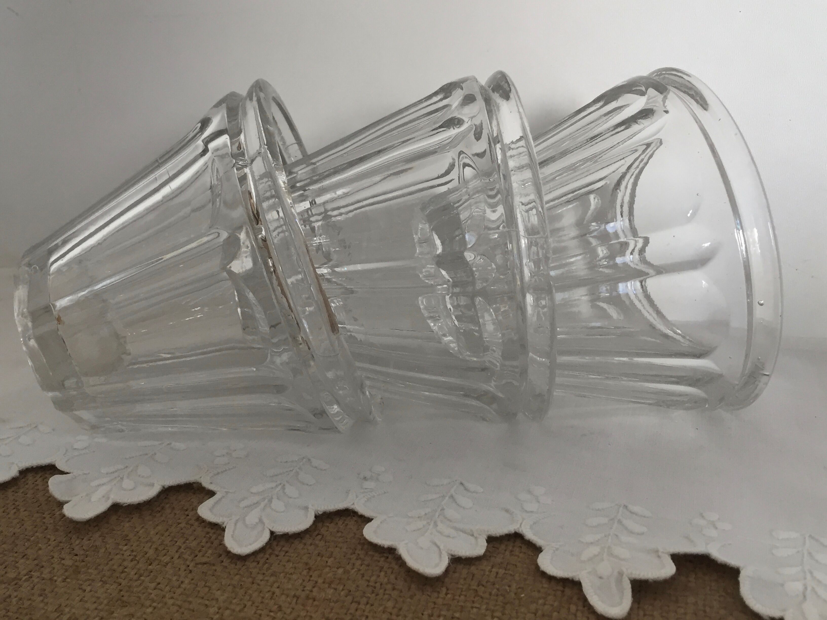 Series of 3 old jam flared jars