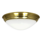 Plafonnier rond Glashütte Limburg des années 1970, en verre de laiton.