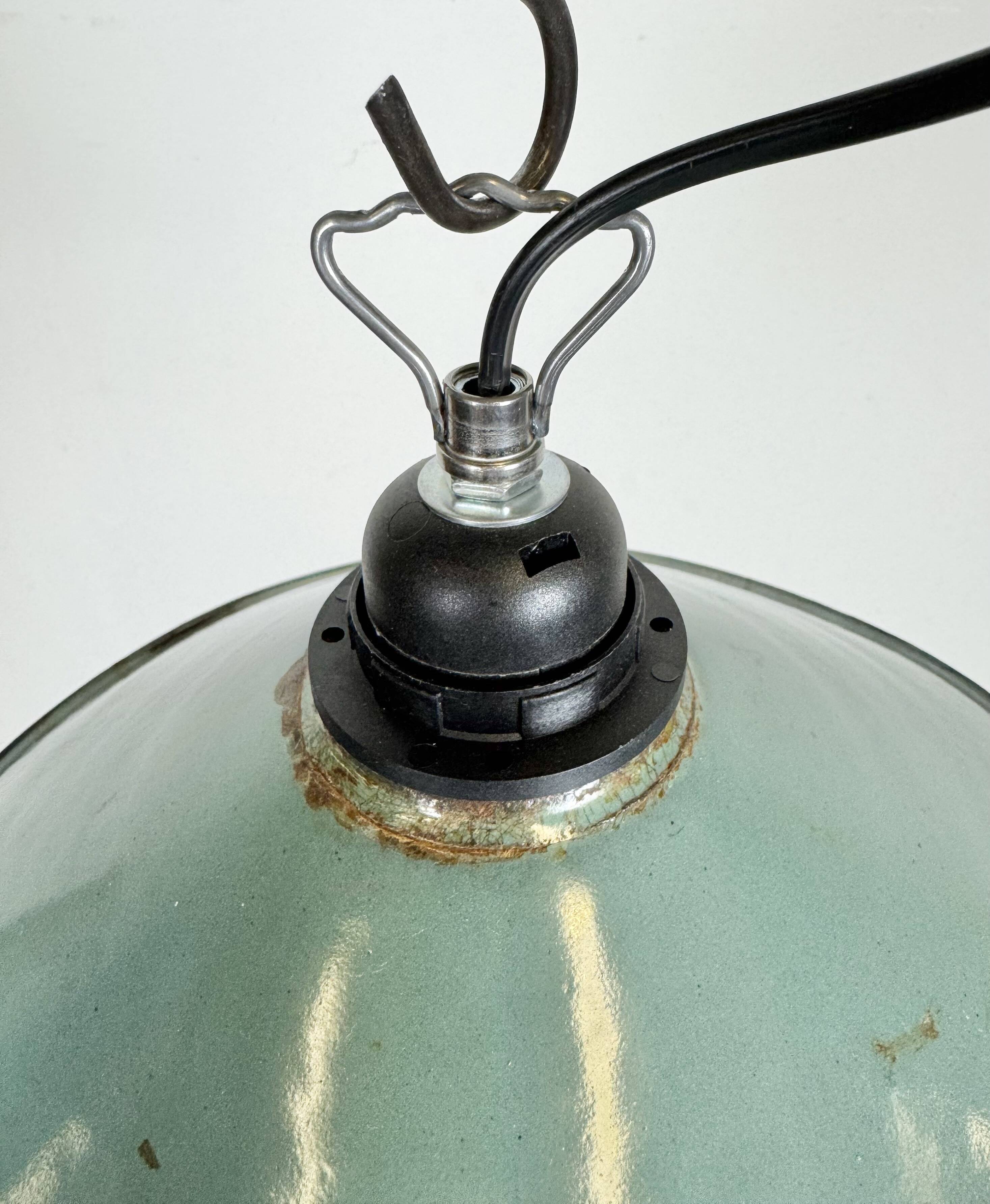 Industrial Petrol Enamel Factory Pendant Lamp, 1960s