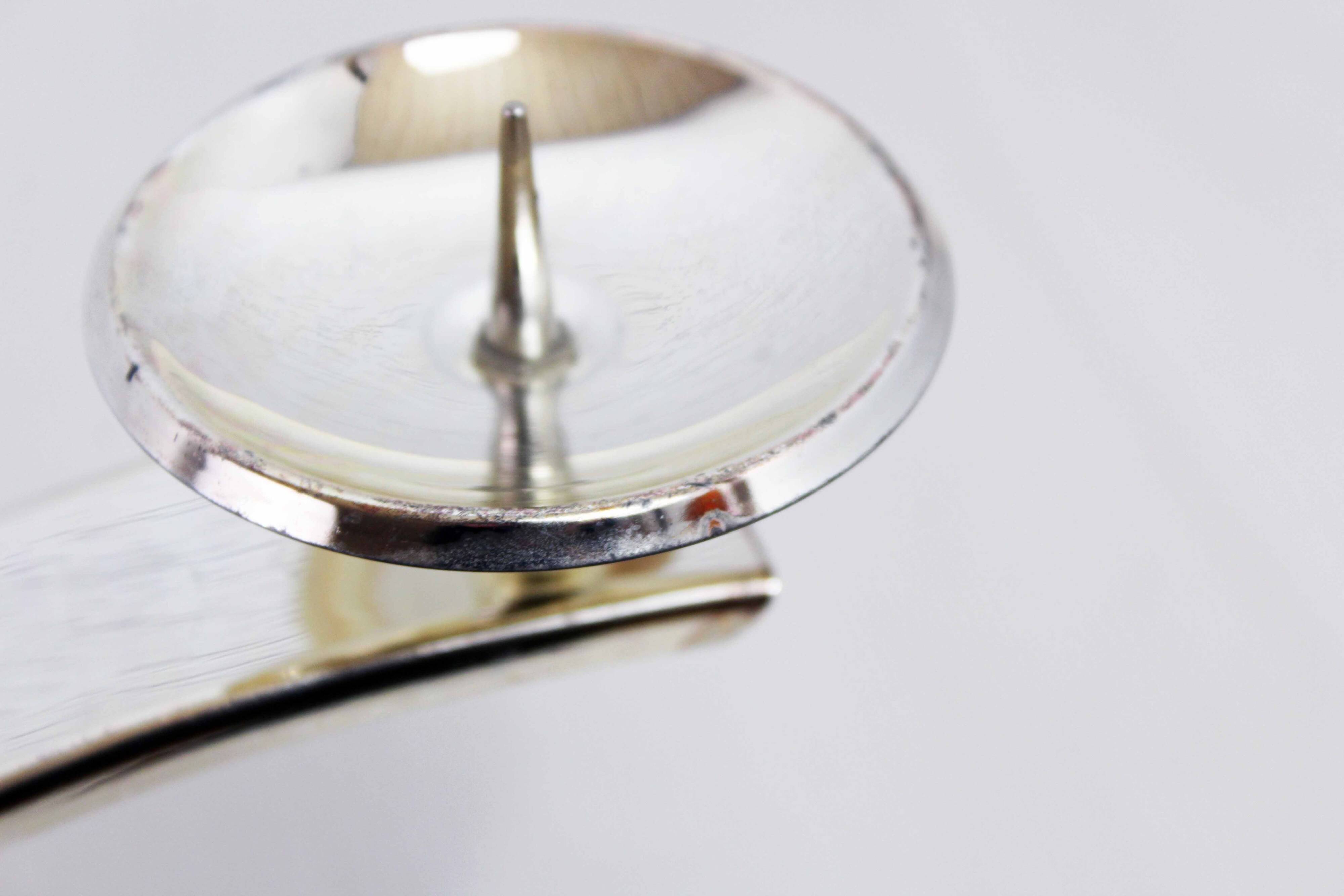 Glass and silver-plated metal candle holder