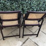 Wooden folding chairs and canne wicker