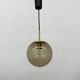 Suspension boule en laiton et verre fumé de Limburg Glashütte, années 1970