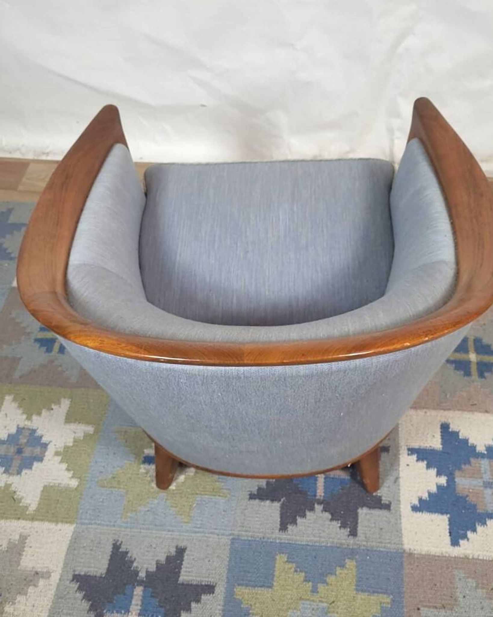 Vintage Scandinavian sky blue armchair – Bertil Fridhagen – 1960s