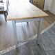 Sky blue and light wood farm table early 20th century 138 cm