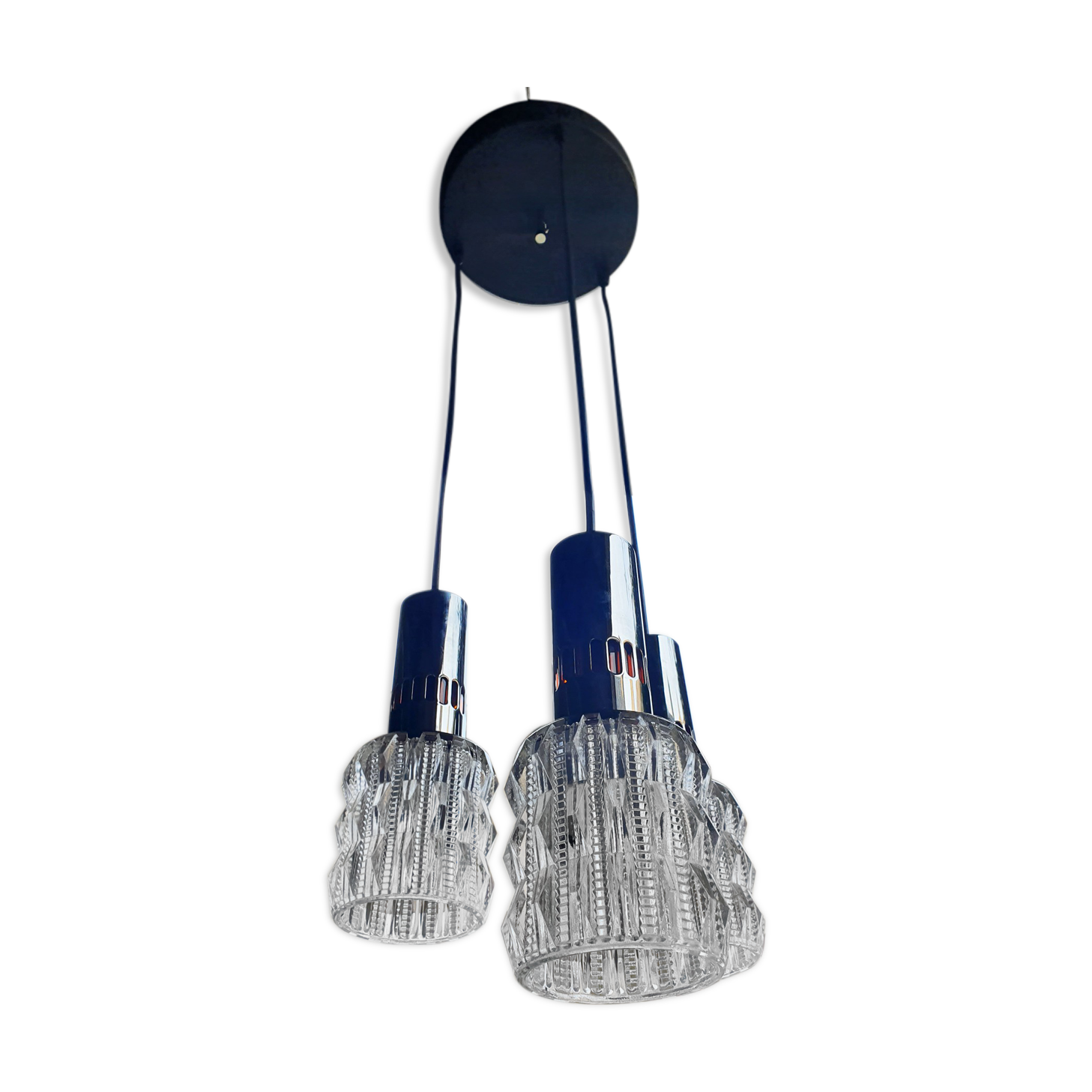 Raak waterfall suspension, Amsterdam, chrome and glass, 70s