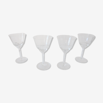 Lot 4 verres à eau cristal ciselé hauteur 15,8 cm  diamètre bord sup. 8,8 cm