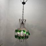 Lampe suspendue Macaroni à fleurs vertes des années 1950