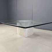 Travertine and brass coffee table by Artedi, 1980s