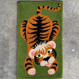 Scandinavian tiger Rya rug, wool, 1970s.