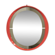 1970s Italian Space Age Red Lacquer and Smoked Glass Round Mirror