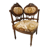 Louis XVI style corner armchair with openwork back