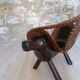 Wood and wicker "dog" armchair