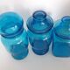 Set of blue glass jars
