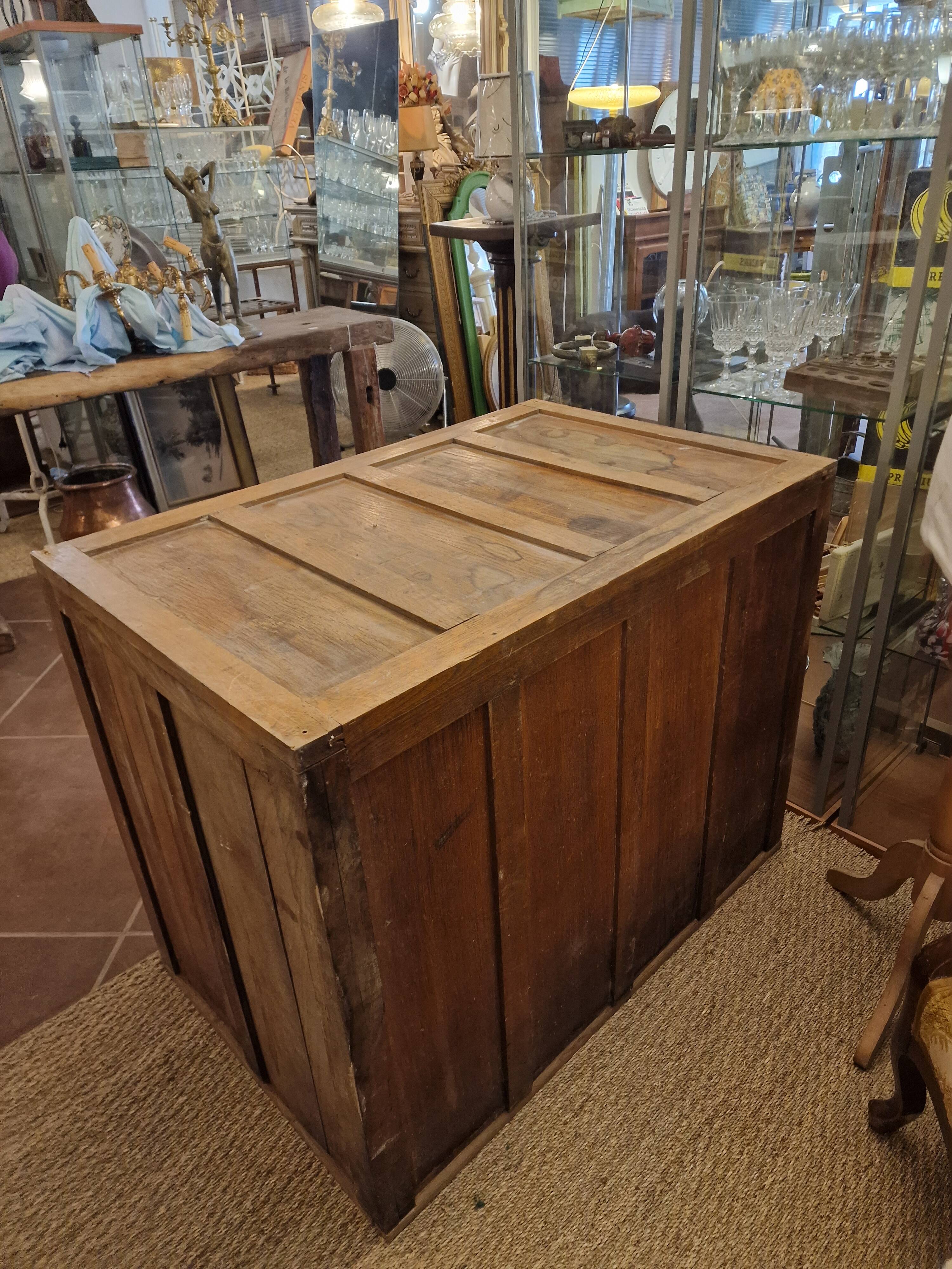 Antique craft cabinet with solid oak drawers and porcelain handles