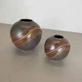Set of 2 rare ceramic pottery "orion" vases by dümler and breiden, germany 1970s