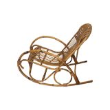 Vintage Rattan Rocking Chair With Cushion, 1960s