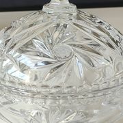 Bohemian cut crystal candy dish. Sophisticated star motifs.