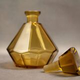 Art Deco Moser liqueur set in frosted orange glass