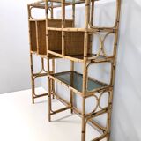 Bamboo Bookcase with Smoked Glass Shelves by Vivai del Sud, Italy