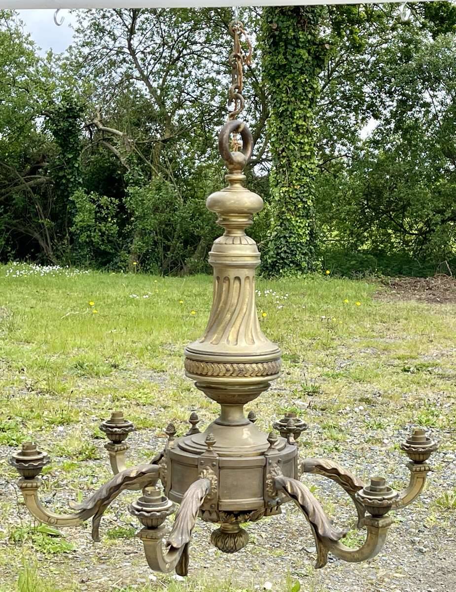 Lustre en bronze fin XIXème 6 feux