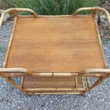 wheeled wicker dessert trolley, console, vintage