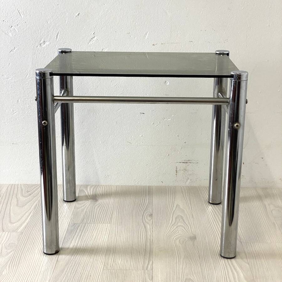 Vintage 70's chrome and smoked glass side table