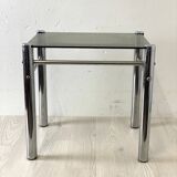 Vintage 70's chrome and smoked glass side table