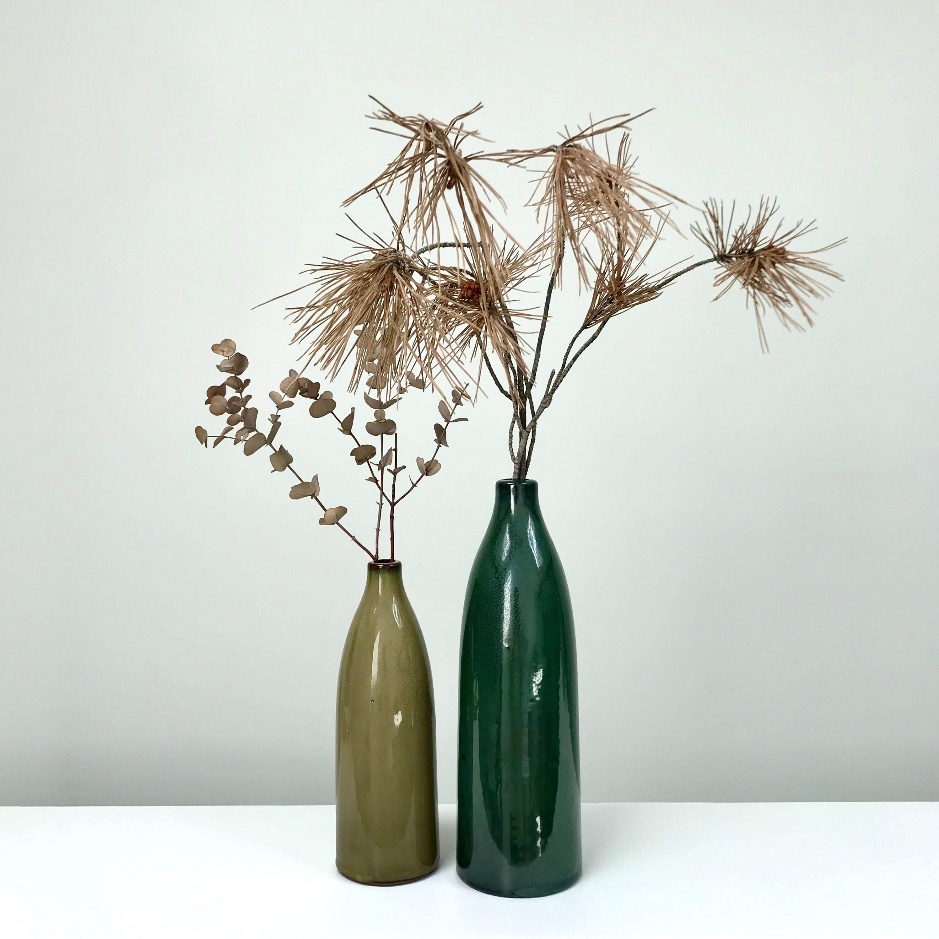 Duo of terracotta vases