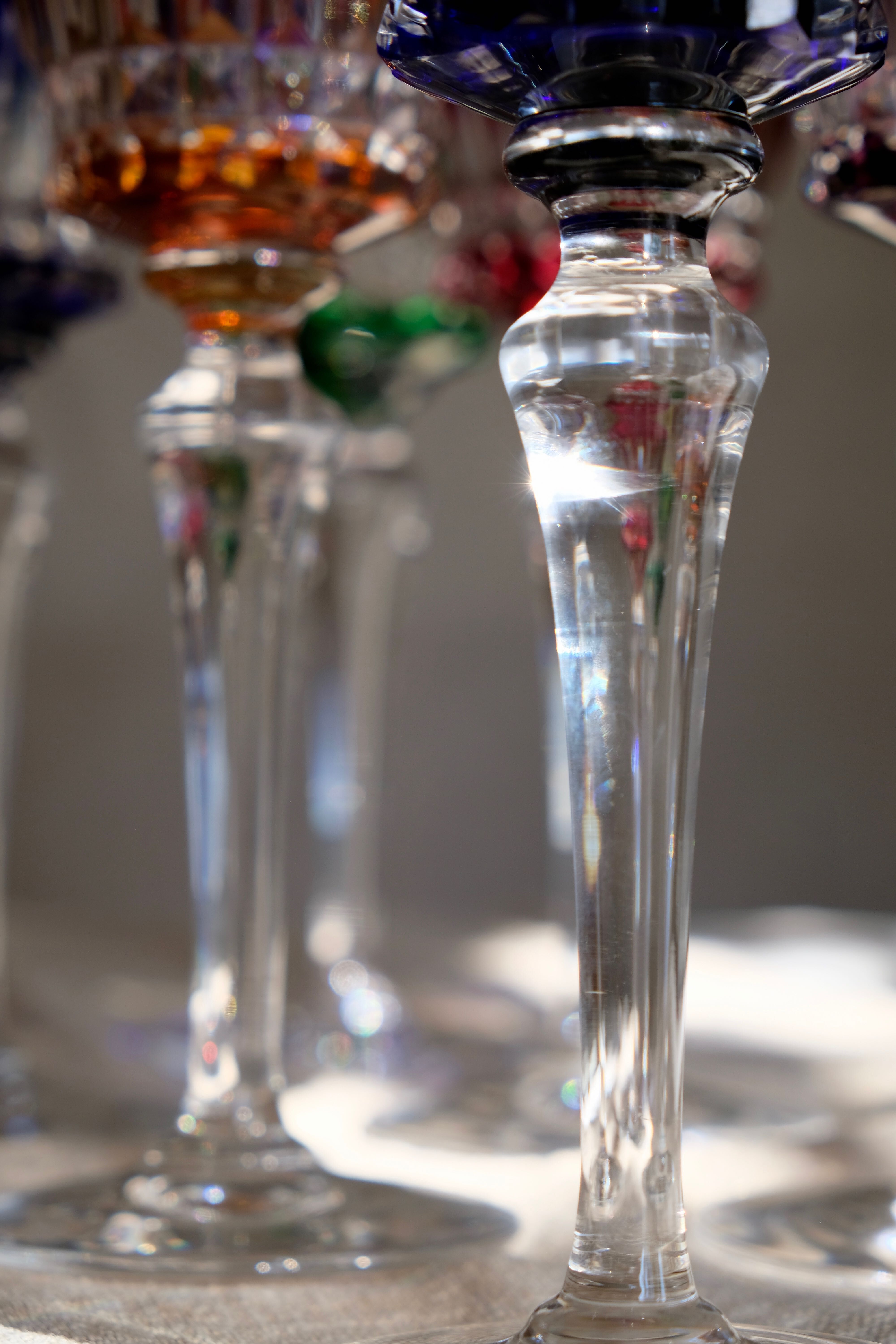 6 Baccarat glasses Piccadilly Model in colored crystal
