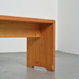 Pair of solid pine benches, France, circa 1975