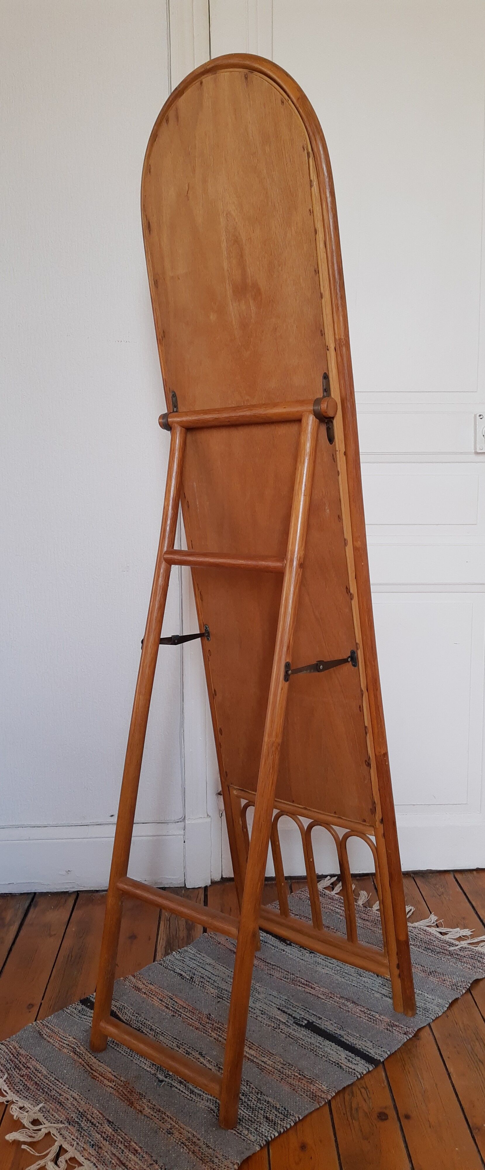 Vintage bamboo psyche mirror 38x150cm